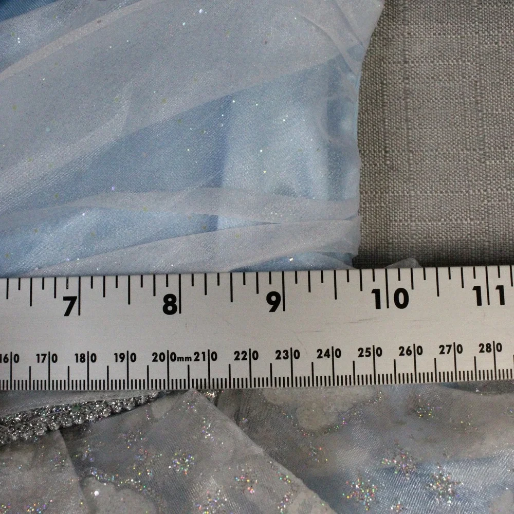Disney Store Cinderella Costume Dress Size 4 Blue Glitter Princess Cottagecore